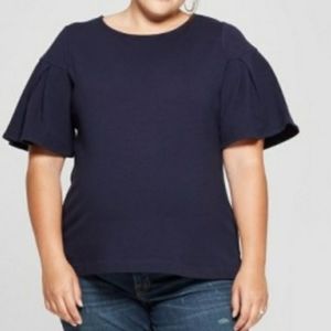 🌈Ava &Viv Plus size women pleated sleeve top!